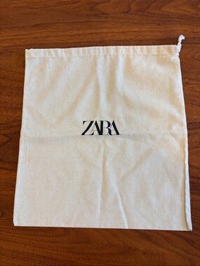 ZARA Dust Bag - Cream Canvas - Black Logo - 13x14